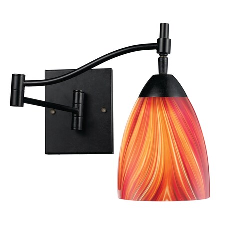 Elk Lighting Celina 1-Lght Swingarm Wall Lmp in Dark Rust with Multi-colored Glass 10151/1DR-M